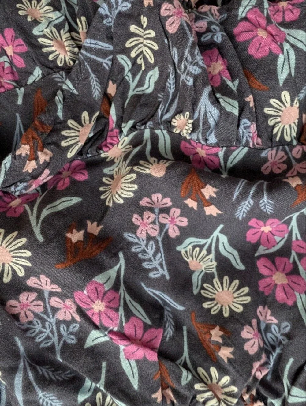 jumping beans Girls Floral Ruffle Skort Black with Pink & White Flower Size 7